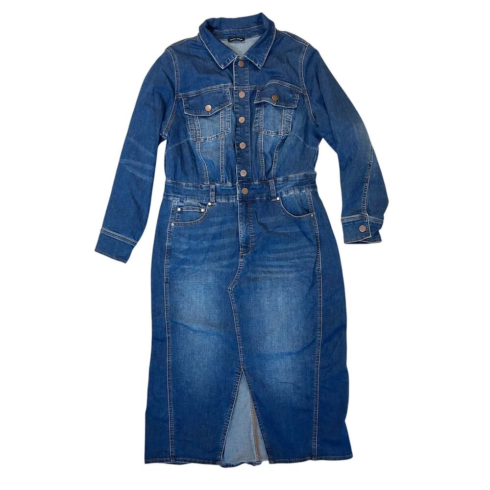 Universal Standard Dakota Denim Midi Dress S 14 16 Princeton Blue